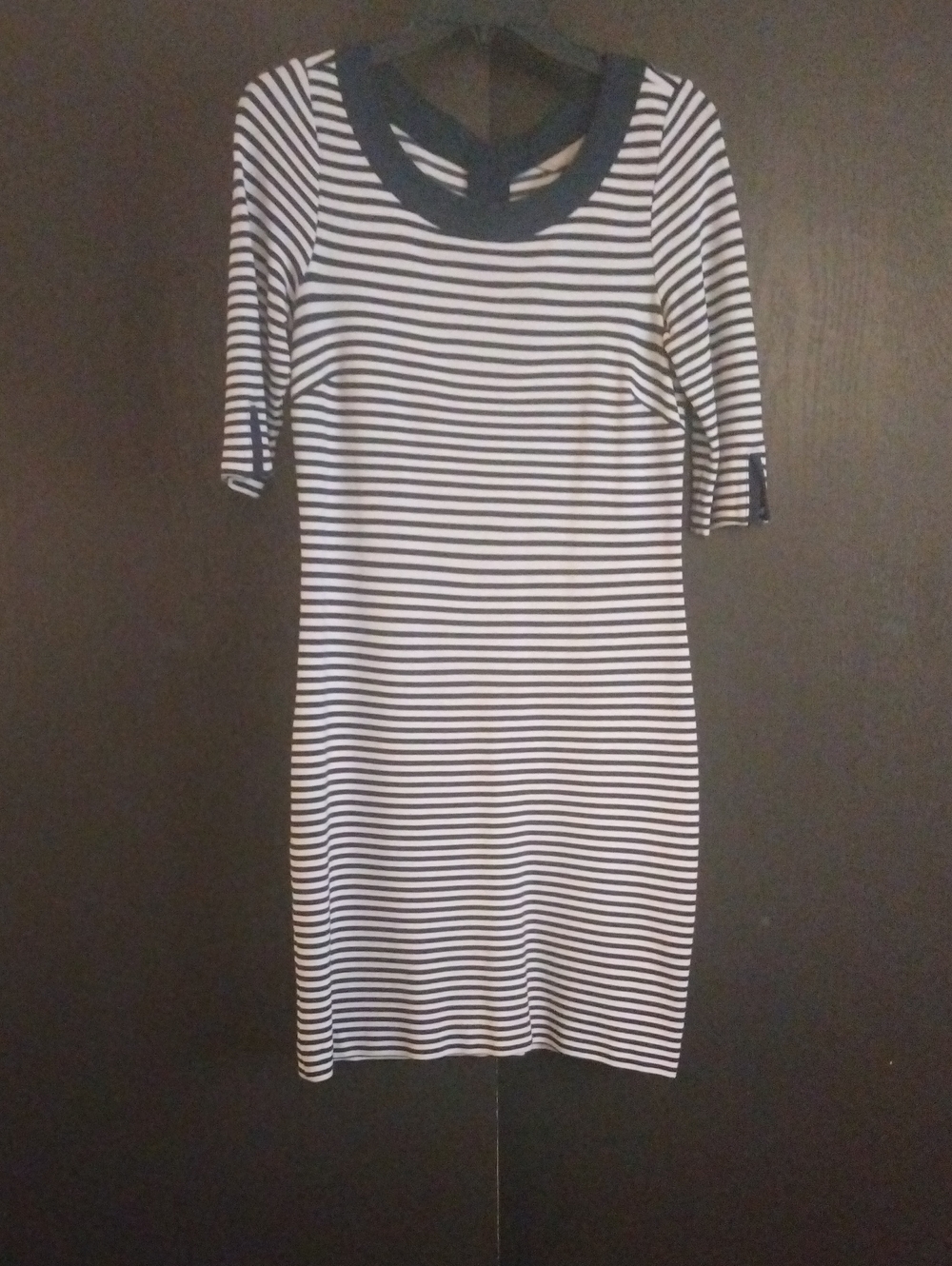 Banana Republic Navy and White Striped Knit Mini Dress
